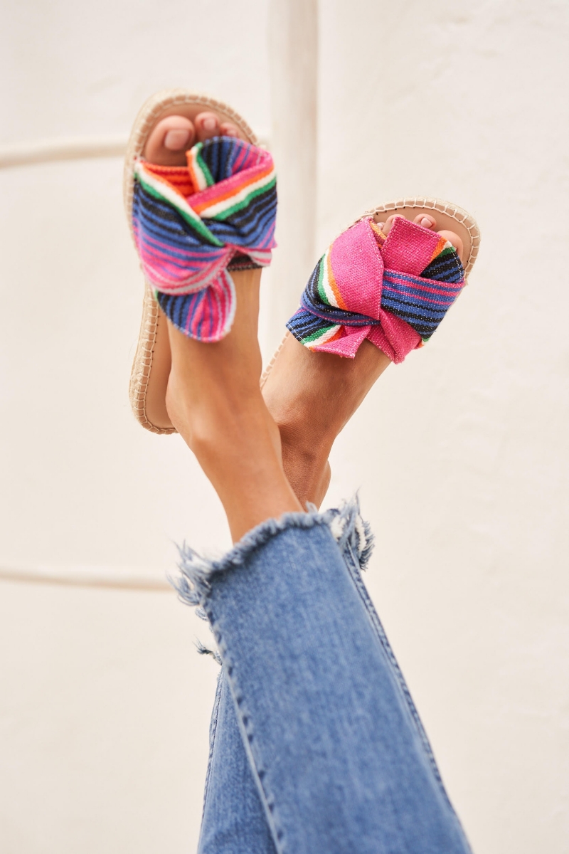 Picture of MANEBI Sandals with knot multicolor stripes mexi blanket